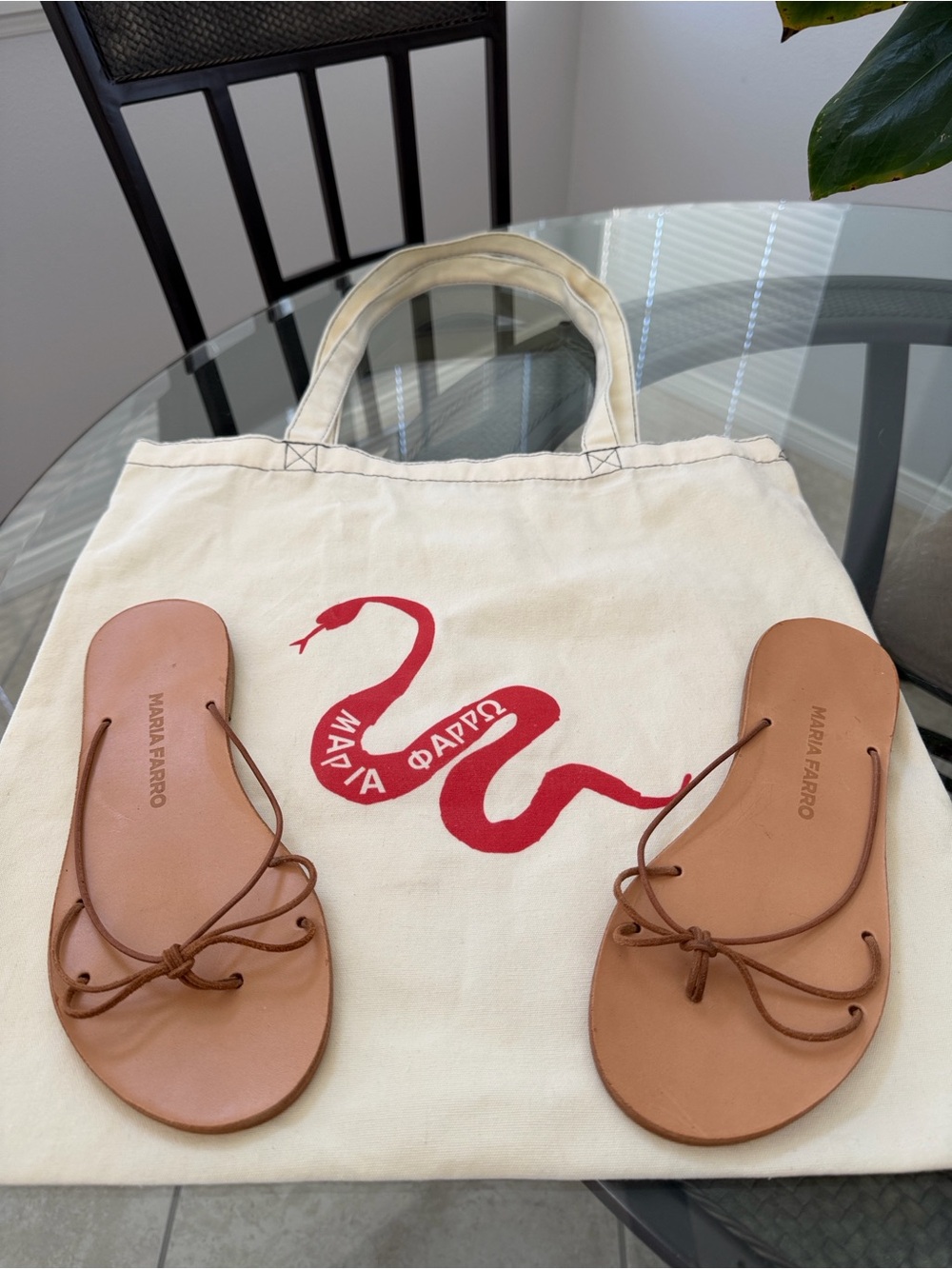 Tan Leather Bow-Strap Slide Sandals - Picture 3 of 10